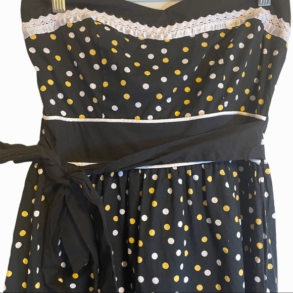 Jessica strapless dark academia goblincore gold white black polka dot dress - Picture 2 of 7